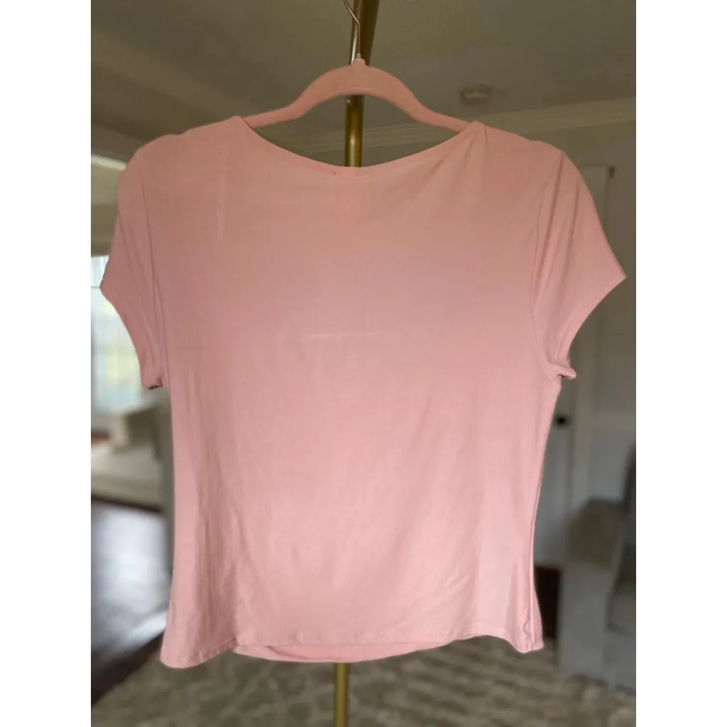 Planet Gold Pink Scoop Neck Crop Top L Soft Girl Workout Barre Clean Stretch Y2K - Image 3