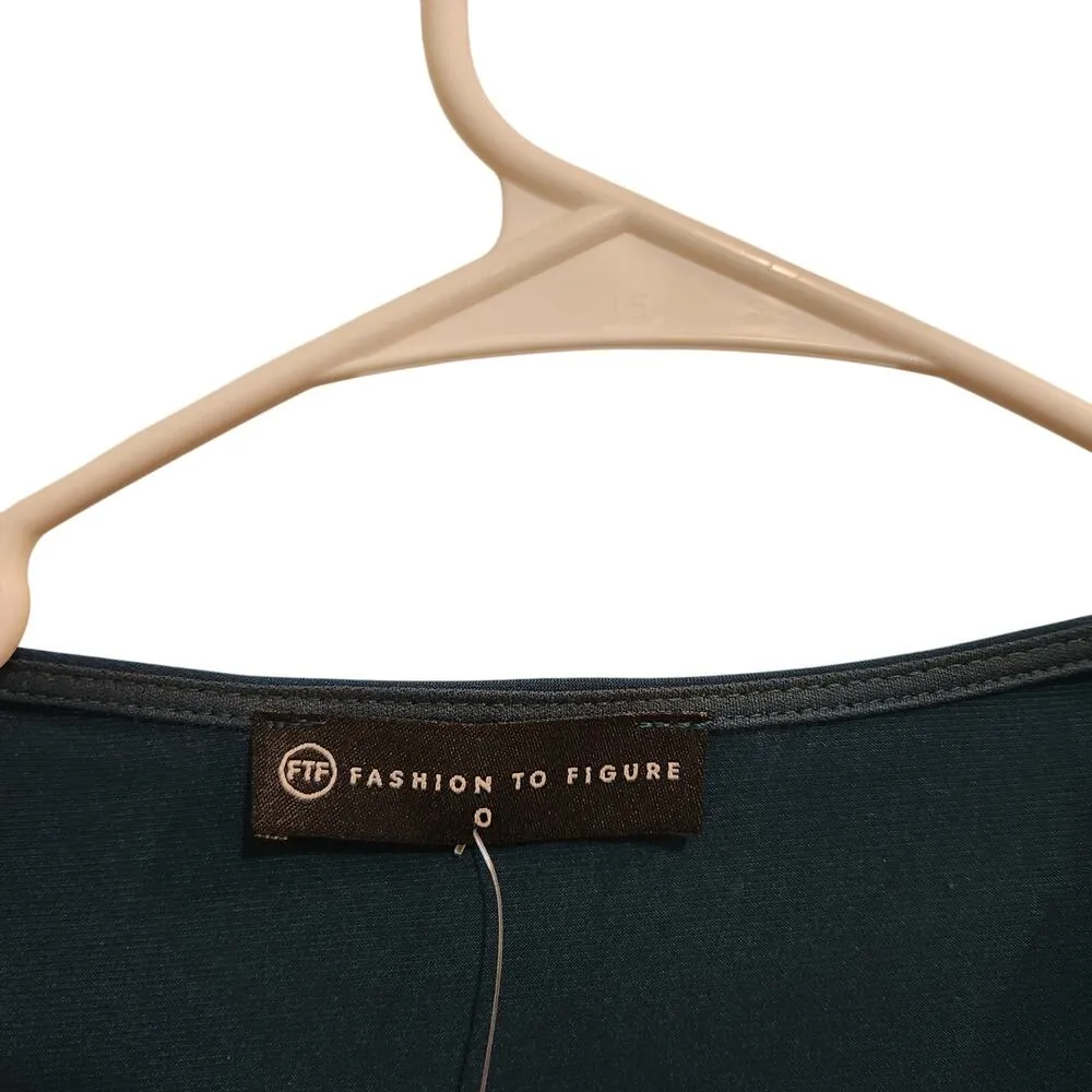 Fashion To Figure Long Sleeve Drape Front Midi Dress Faux Wrap Stretch Blue XL - Image 10