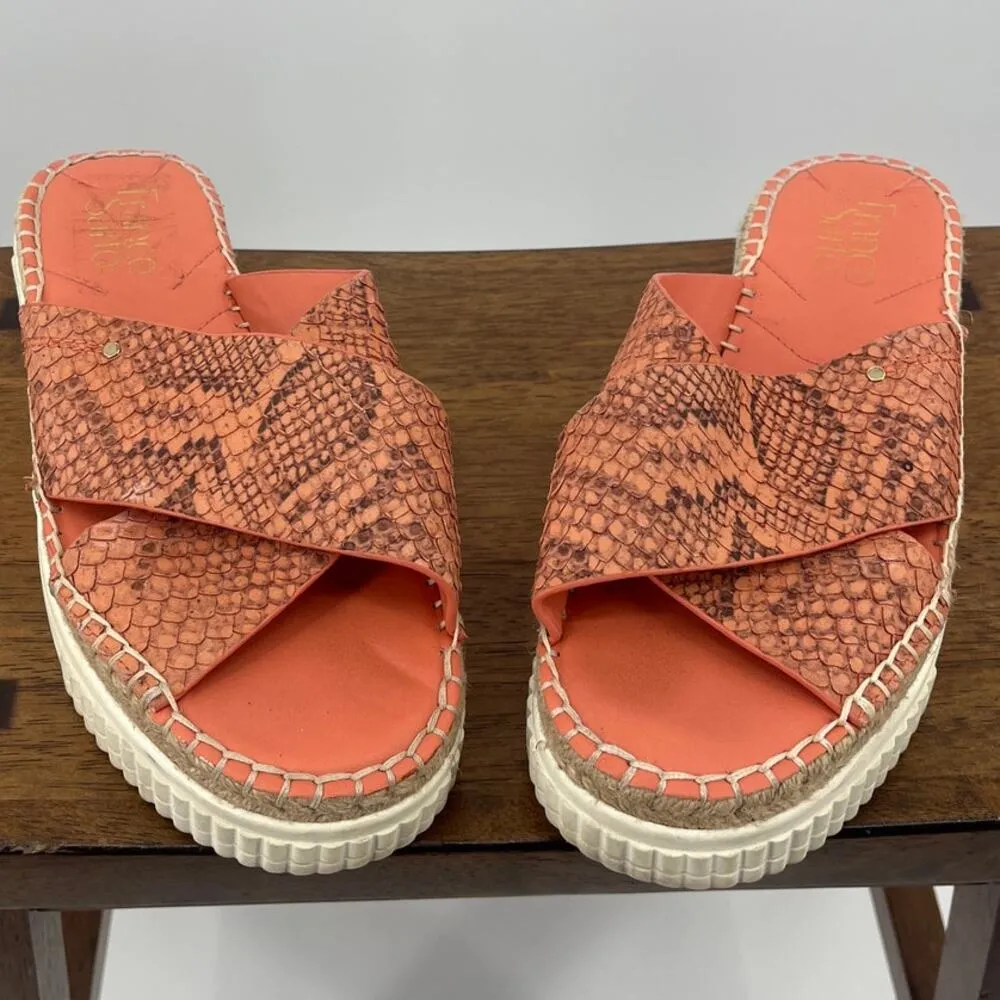 Franco Sarto Y2K Esapdrille Slides Sz 7.5M Shoes Snakeskin Retro Boho Platform - Image 2