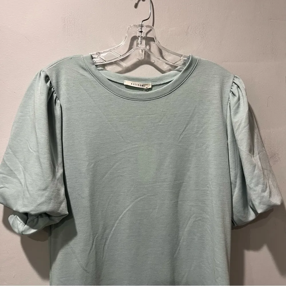NEW Ellison dress French Terry balloon sleeve In Sage Green Small Knee Length - Image 4