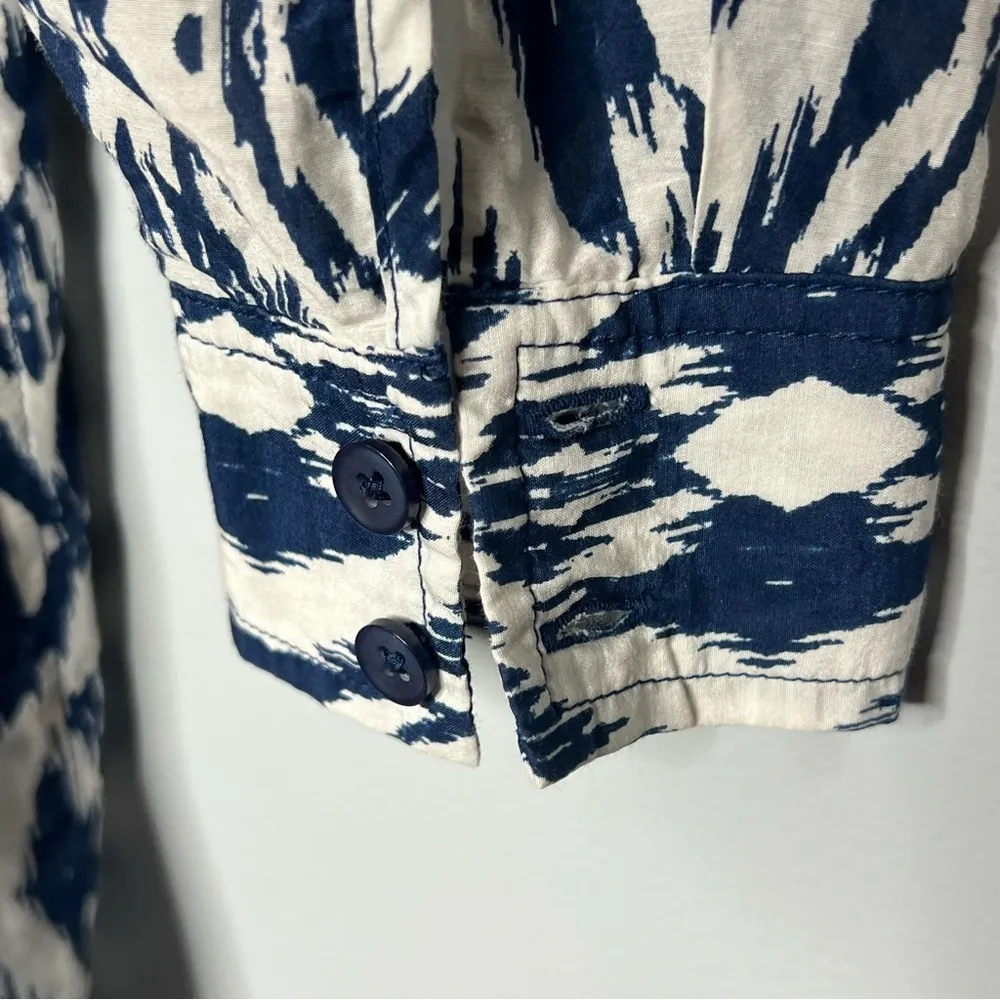 Athleta Ikat Bloom Blue White Long Sleeve Shirt Swim Beach Pool Cover Up Size S - Image 4