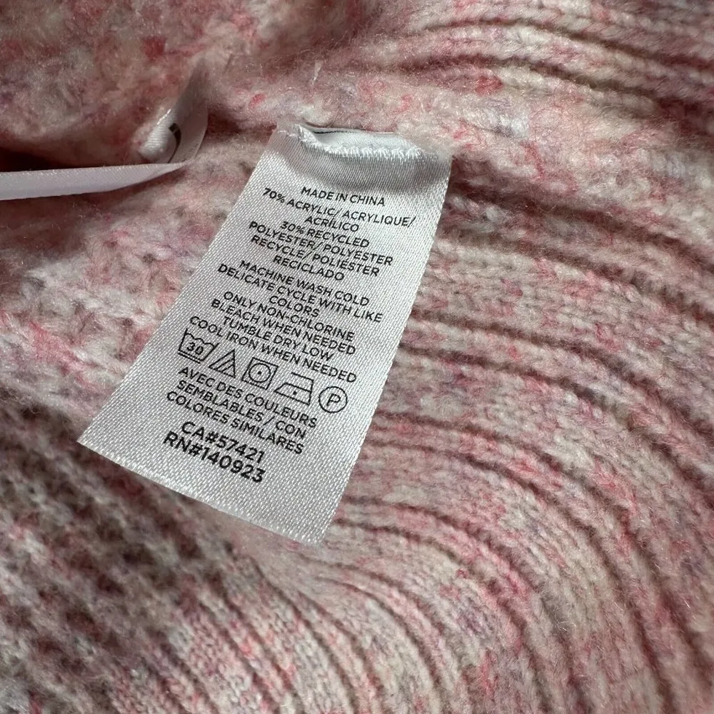 Ann Taylor LOFT M/L Womens Poncho Sweater Pink Tie Sleeveless Oversized Kimono - Image 7