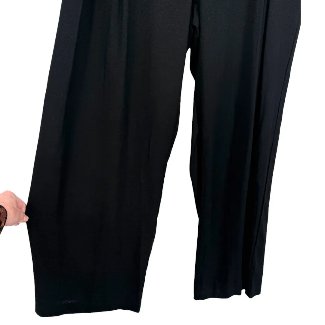 NWOT Jason Wu Women's Linen Blend Wide Leg Side Zip Pleated Pants Black Size 10 - Image 8