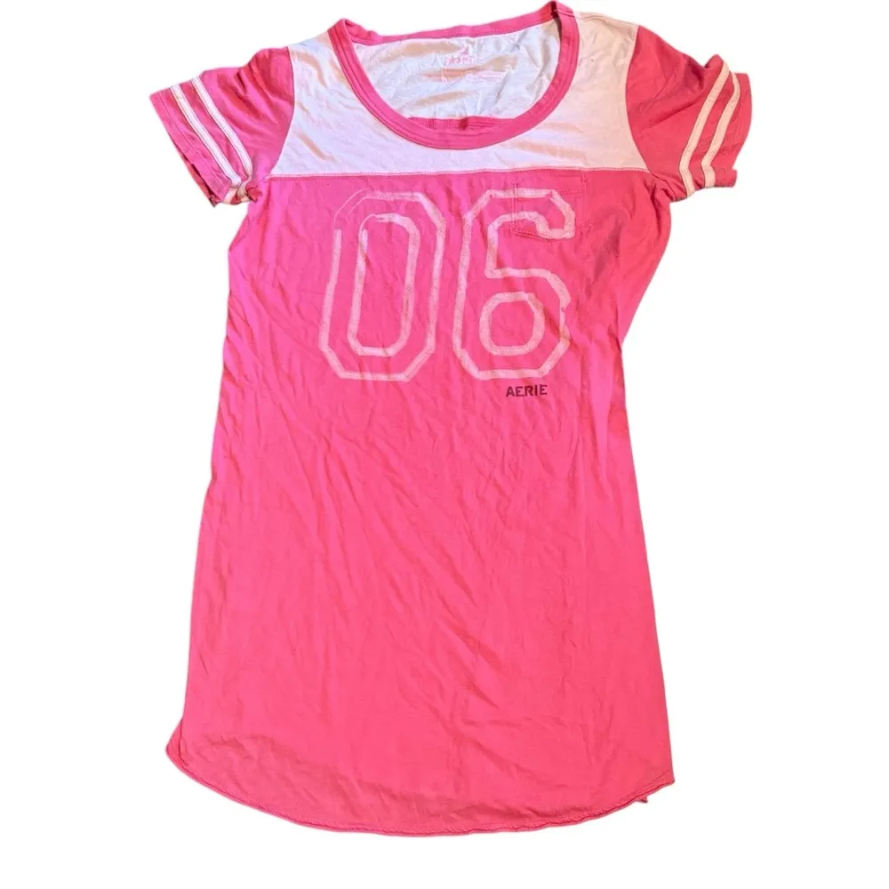 Aerie Size M Tee Shirt Nightgown Pink Sporty Pajama Mini Dress 100% Cotton Comfy - Image 9