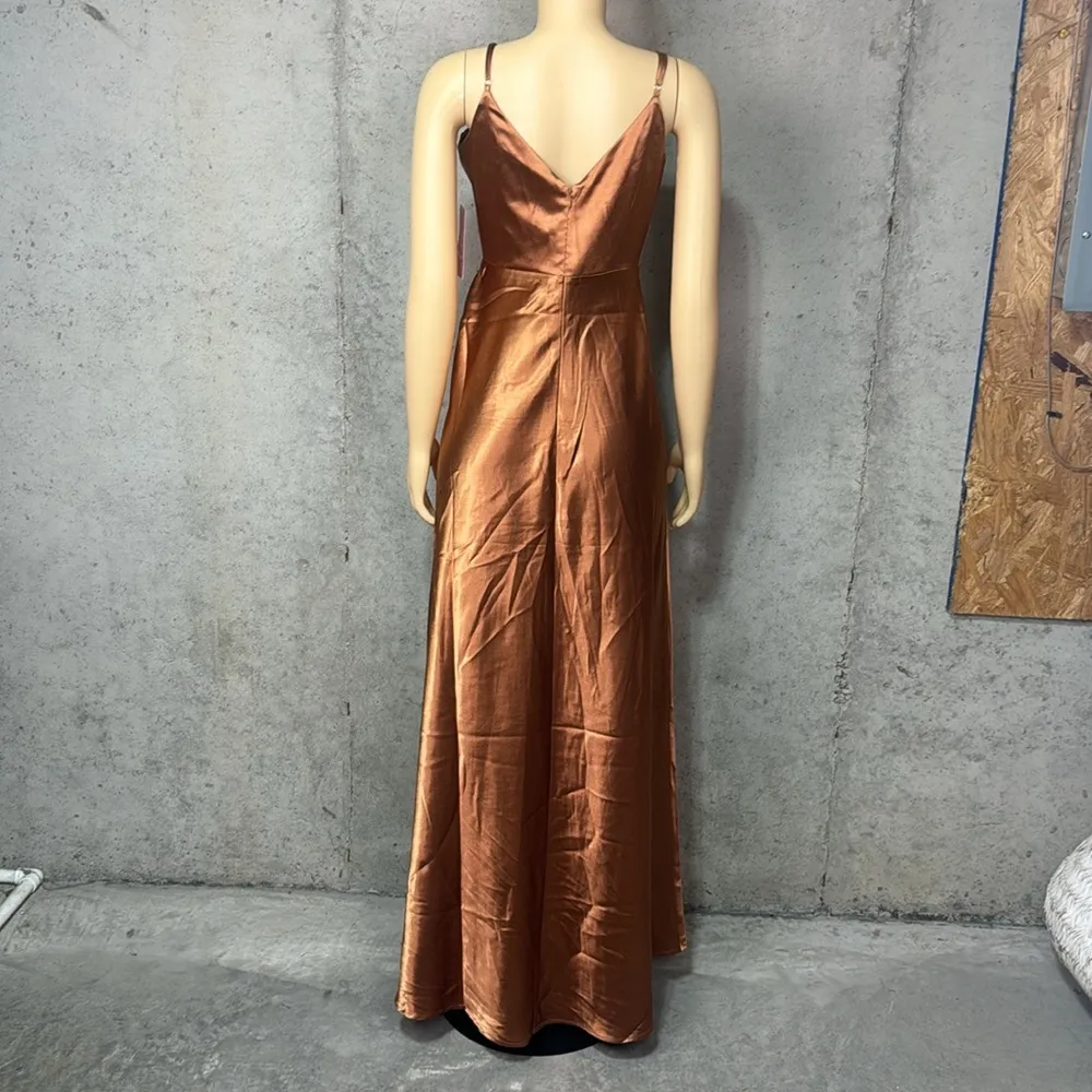 Birdy grey Jay Dress Shiny Satin Rust Sz S - Image 7