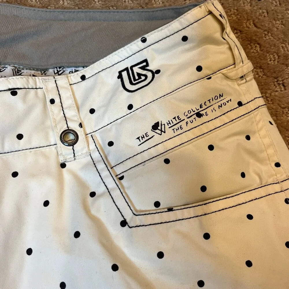 Burton Snowpants White Black Ski Dryride The White Collection Polka Dot SZ 7 - Image 4