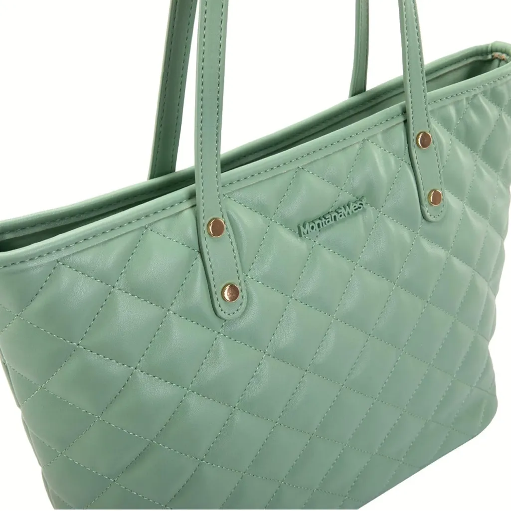 Montana West Quilted Handbag‎ Leather Tote Purse Shoulder Bag Large Satchel Hobo - Image 11