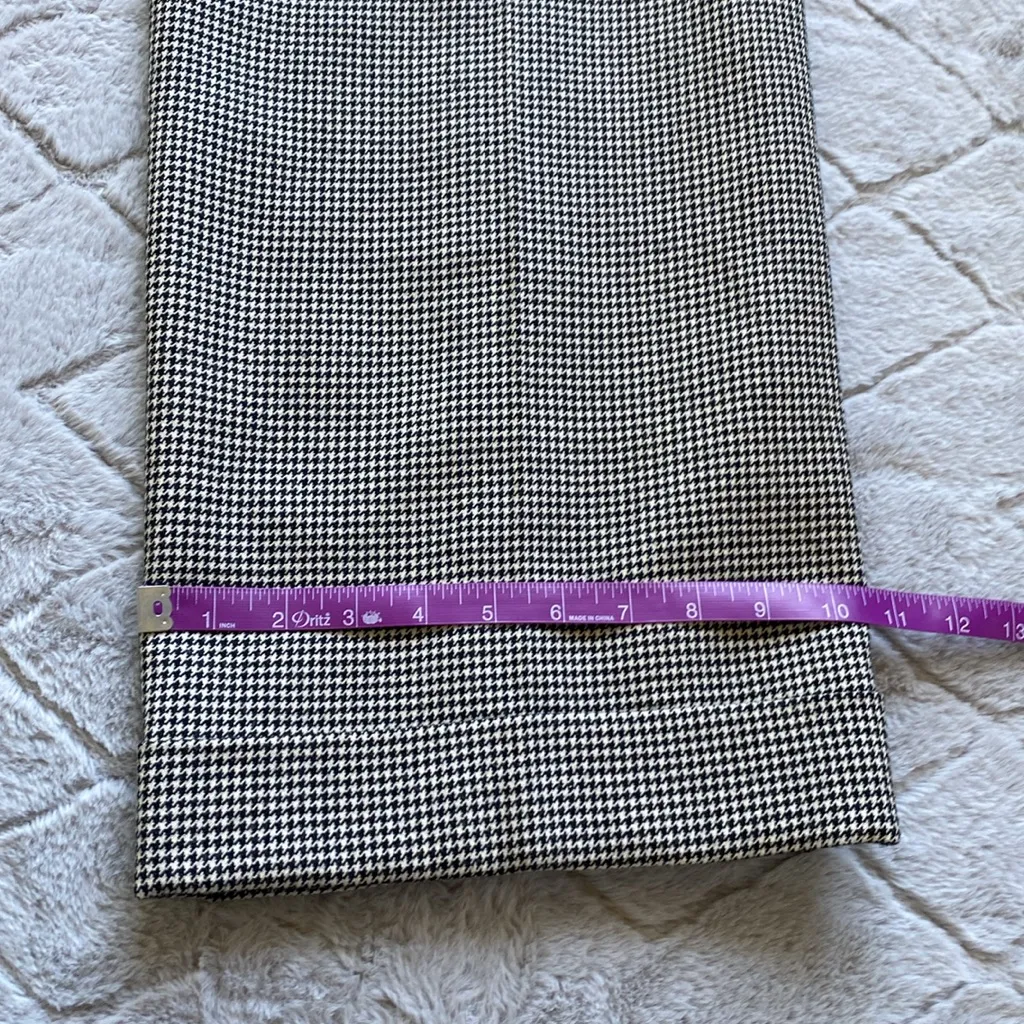 VTG Deadstock DKNY 100% Wool Wide Leg Houndstooth Cuffed Dress Pants - Image 8