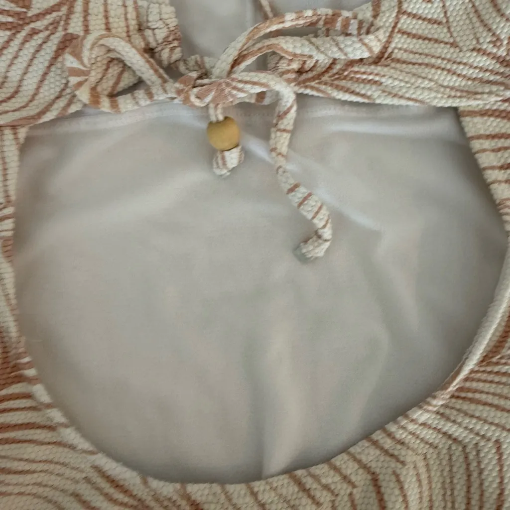 Roxy Women’s One Piece with Leaf Design in Cream and Brown - Image 4