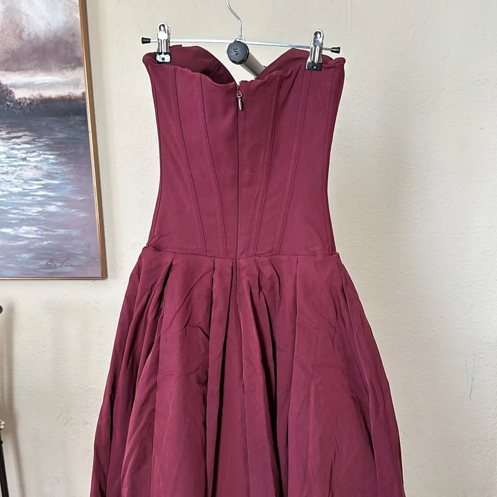 HOUSE OF CB 'Lady' Wine Strapless Midi Dress NWOT SIZE L D-DD - Image 12