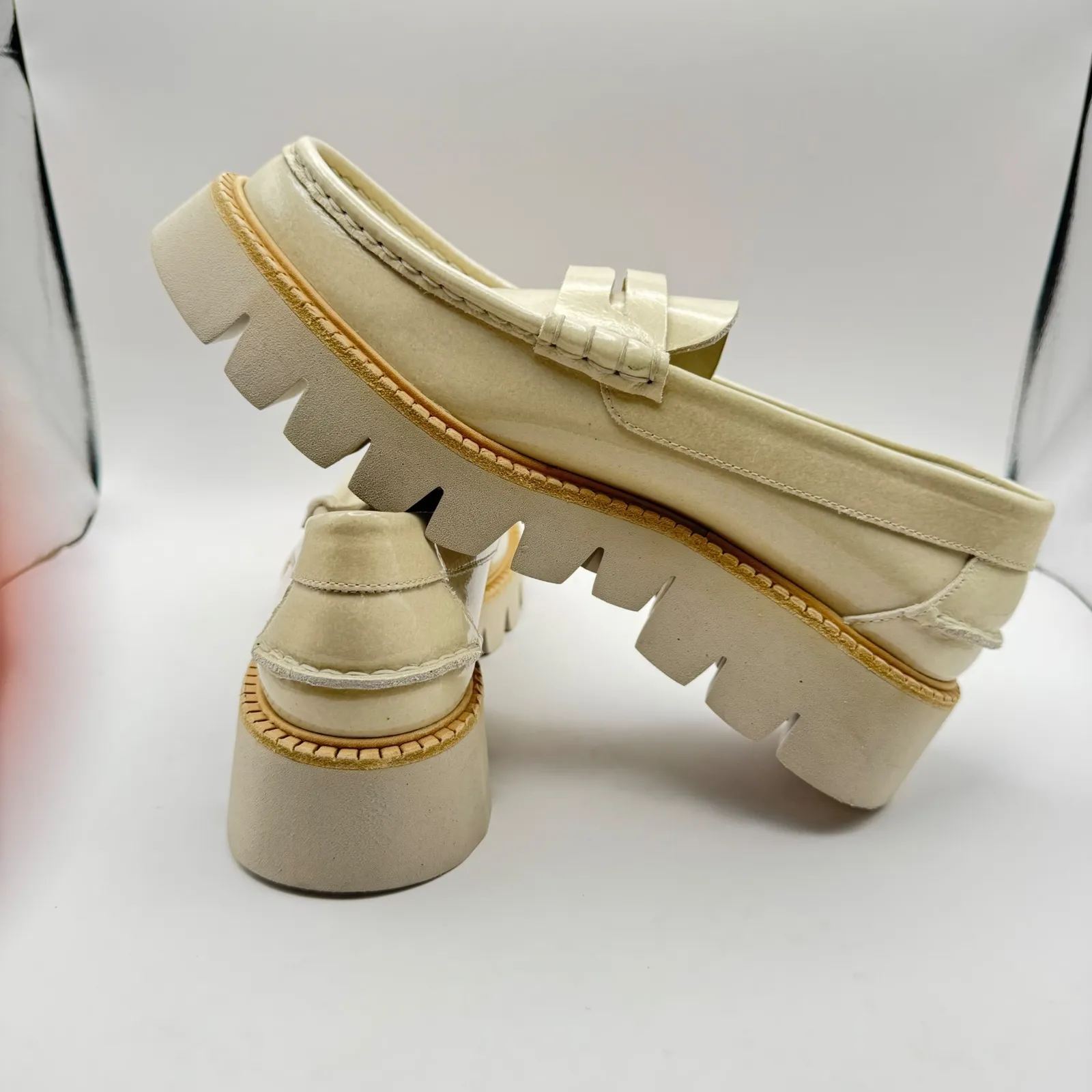 Pedro Garcia Sebas Lug Loafers Women's Shoes Cream Lug Sole Chunky Size 40 US 10 - Image 5