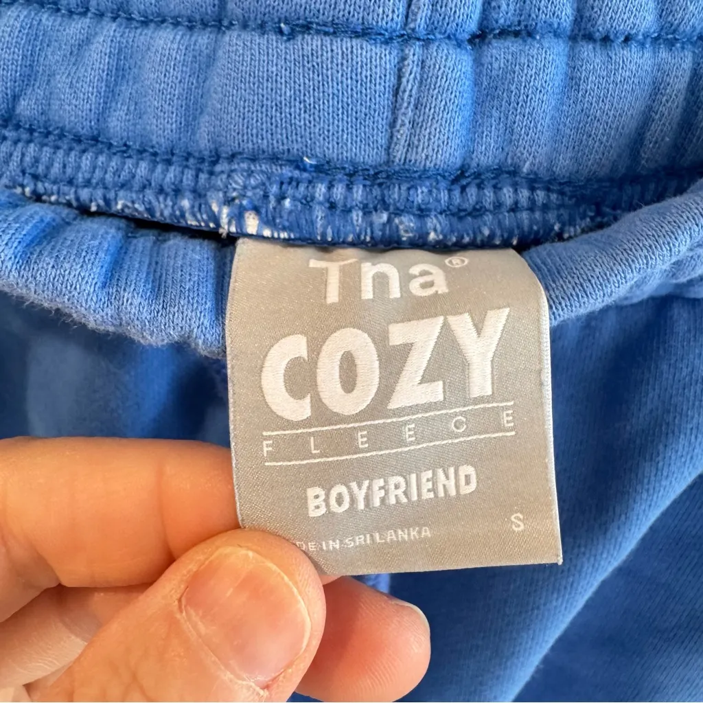 Aritzia Tna Blue Cozy Fleece Boyfriend Sweat Shorts Small - Image 2