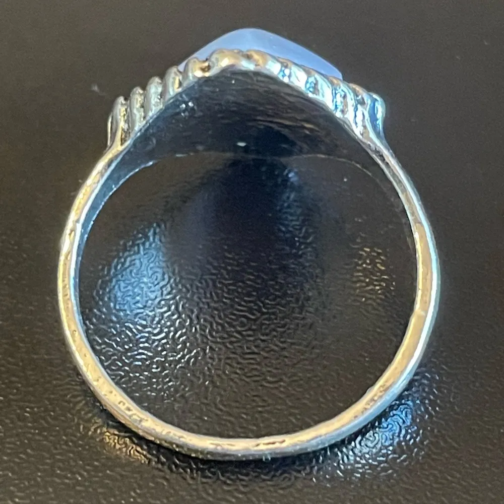 Vintage imitation opal woman silver plated ring size 8.5 - Image 4