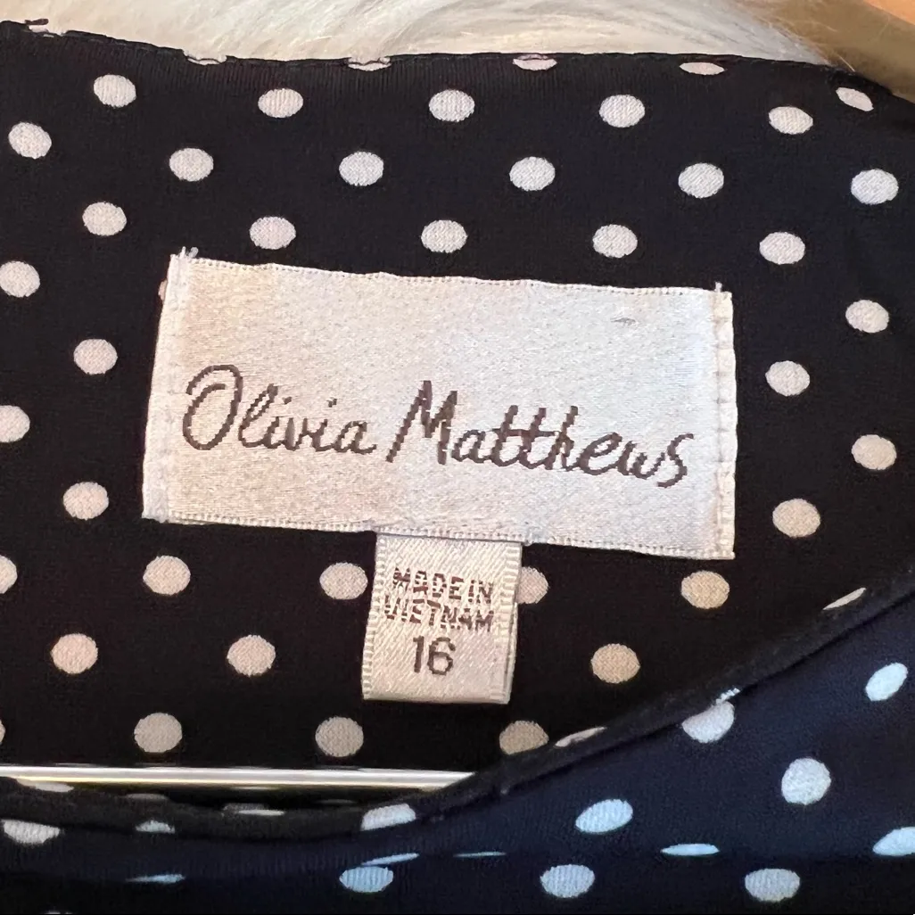 Olivia Matthews navy dress with white polka dots cap sleeve size 16 Blue - Image 9