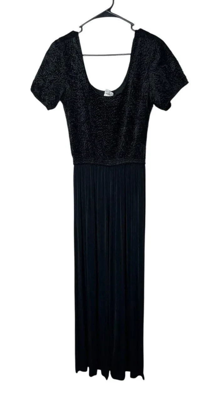 Vintage Pipe Dreams 90s Black Short Sleeve Wide Leg Jumpsuit Size Small - Image 1