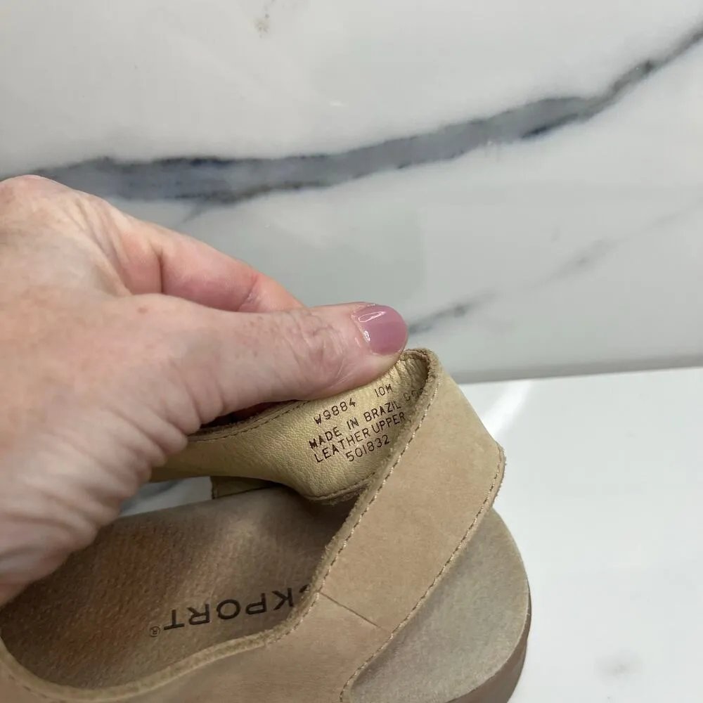 Rockport | Women's Minimalist Beige Leather Outdoor Comfort Strap Sandals Sz 10 Brown - Image 5
