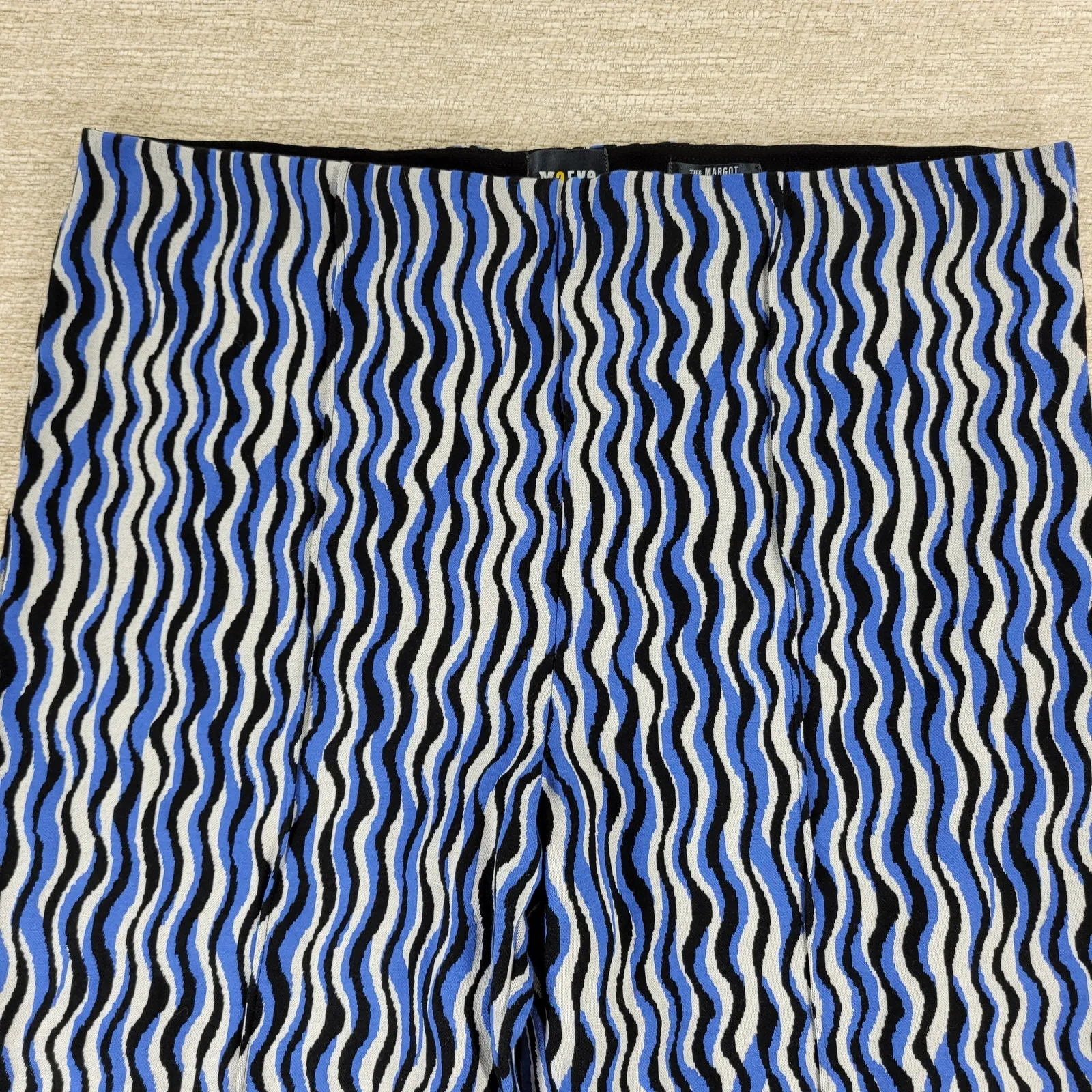 Maeve Anthropologie The Margot Pants XL Blue Wave Motif Knit Pull-On NWT - Image 13