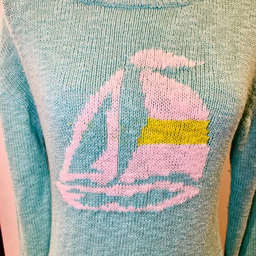 US Polo Assn Women's Sailboat Knit Sweater Size L - Image 4