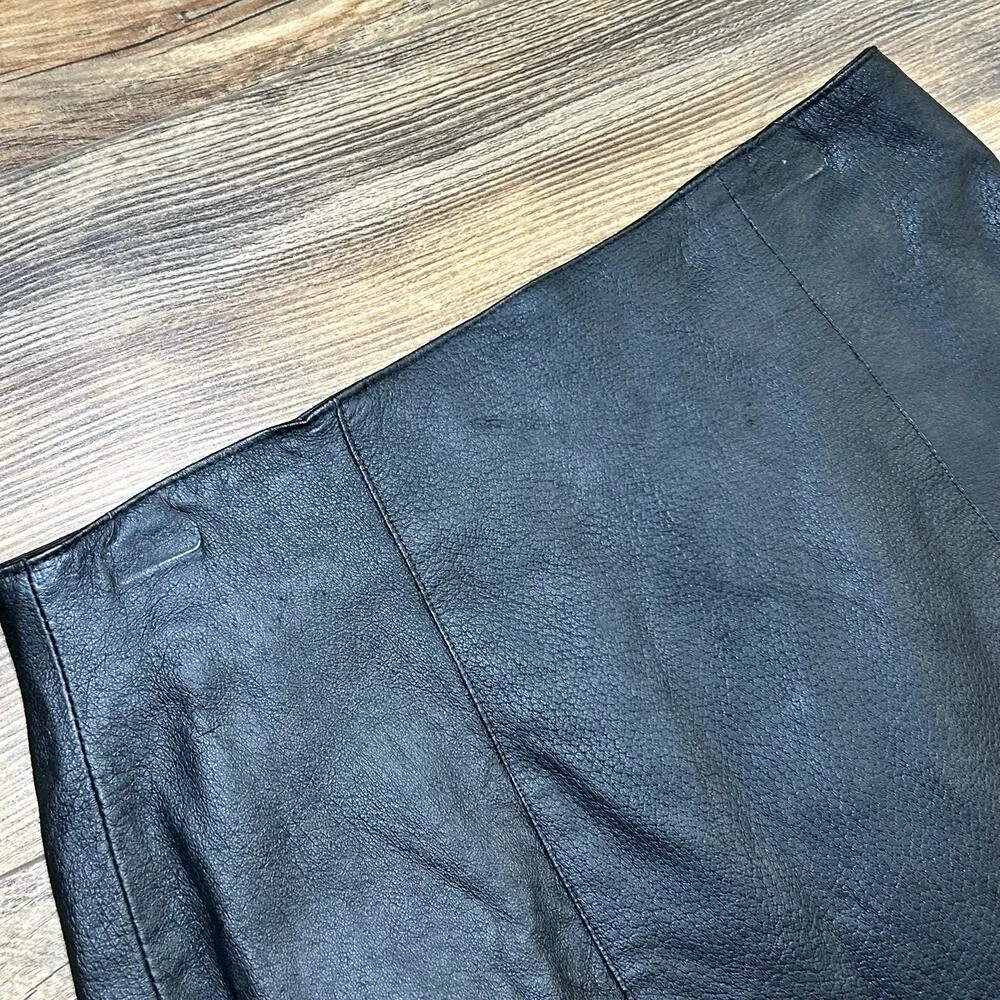 Vintage Black Leather Pencil Skirt 1980s 80s Rock Chic Office Siren Dark - Image 3