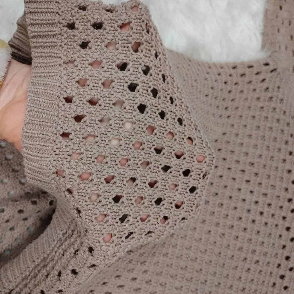 Cynthia Rowley Size Small S Light Brown Knit Sheer Light Weight Long Sleeve Top - Image 11