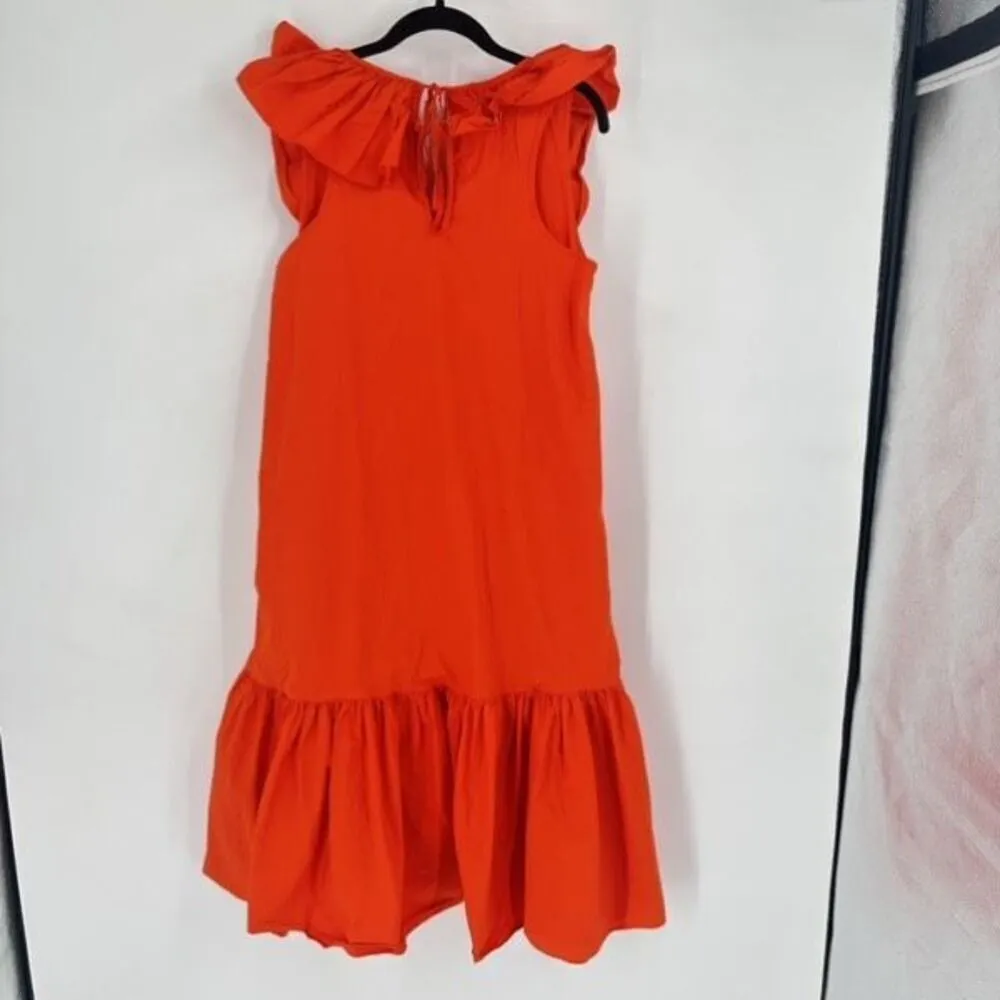 Anthropologie WHIT TWO Flouncy Bright‎ Orange Ruffled Tiered midi dress Small - Image 5
