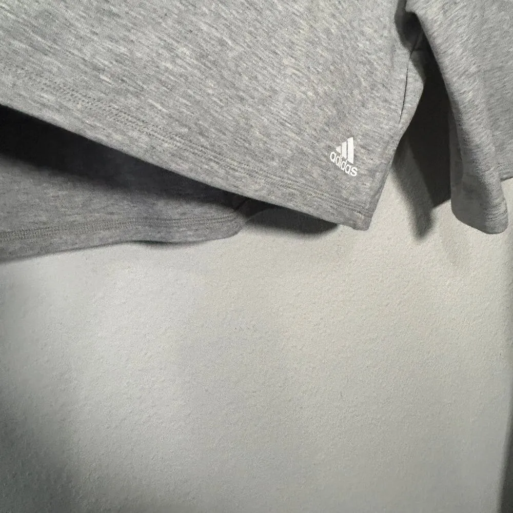 Adidas Performance VRCT Hoodie Grey Heather Crop Barrel Small Oversized Y2K 90s - Image 9