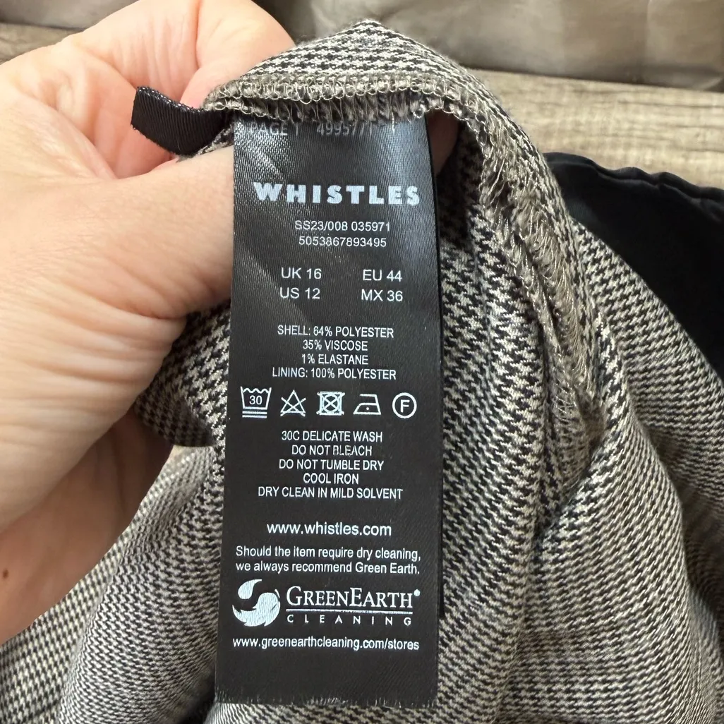 Whistles Lucie Check Cigarette Trouser size 12 NWT Tan - Image 6