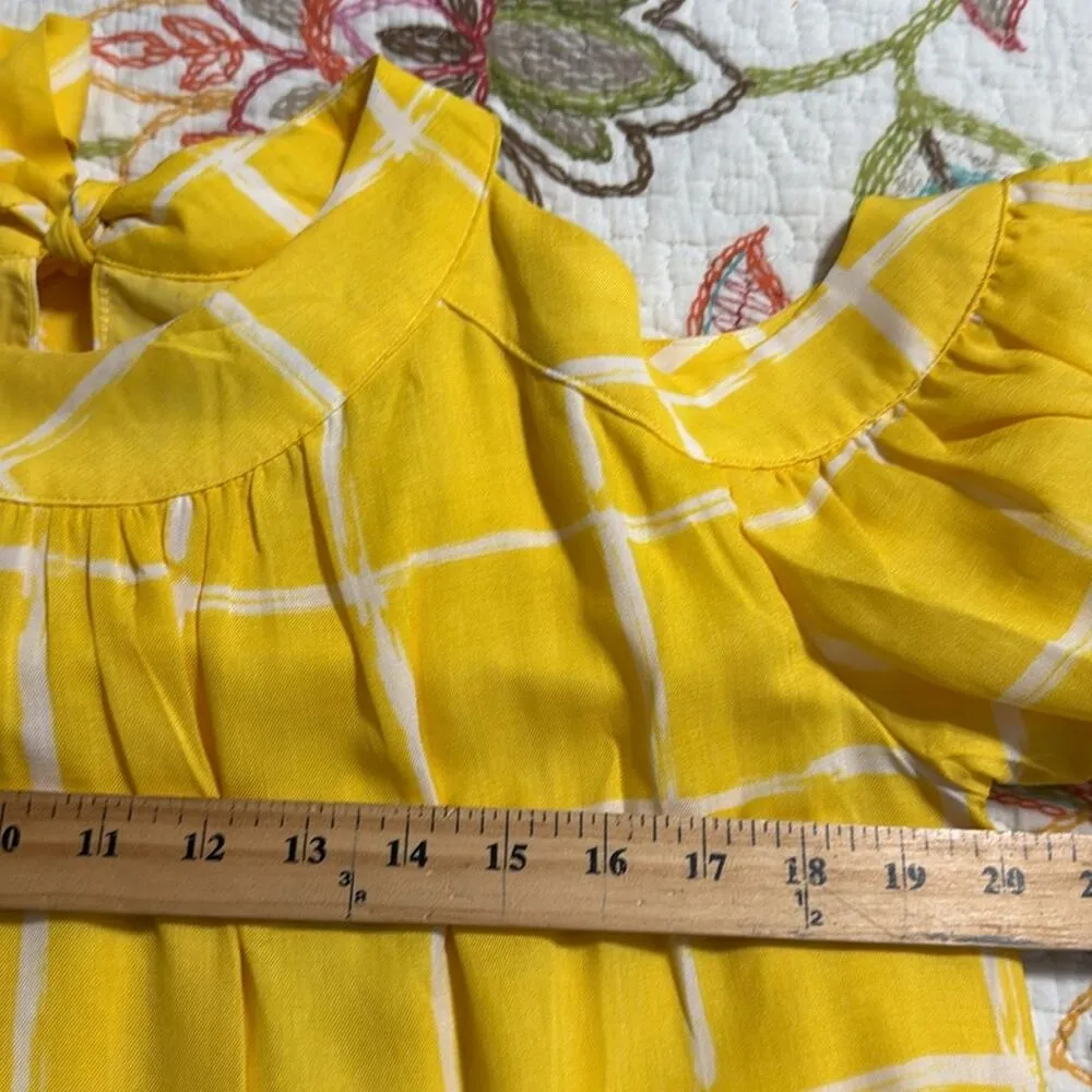 MOON RIVER women’s size medium puff sleeve Yellow Cold Shoulder Dress lined NWT - Image 7