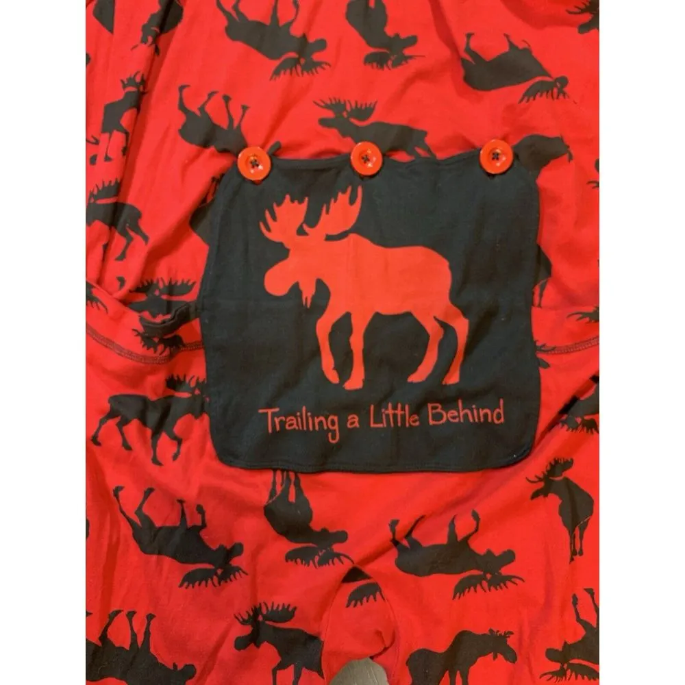 Little‎ Blue House Moose Adult Union Suit Christmas XL Cozy Loungewear Bum Flap Red - Image 7