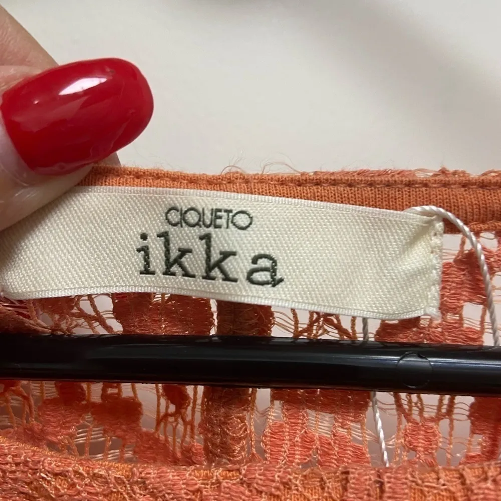 Ikka Medium rust crochet shirt w belt Orange - Image 2