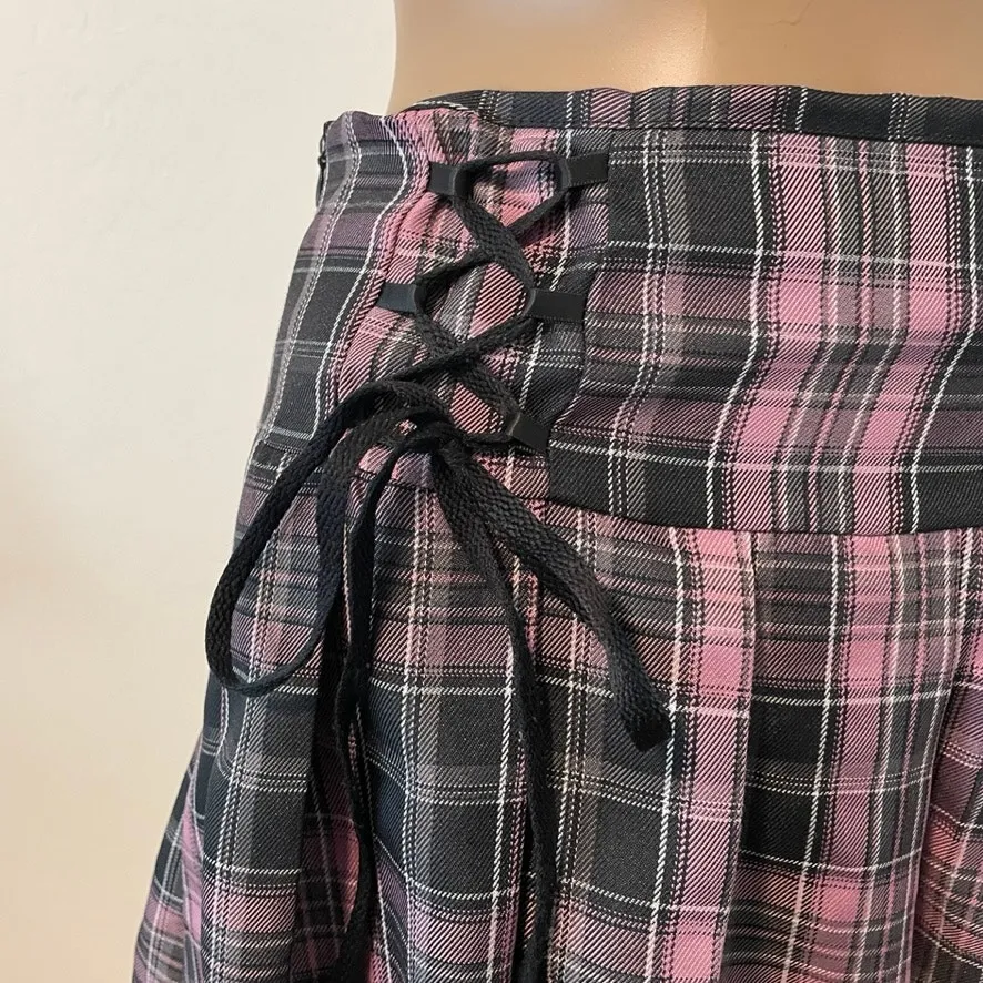 Romwe schoolgirl plaid lace tie mini skirt cosplay small SK 5014 - Image 12