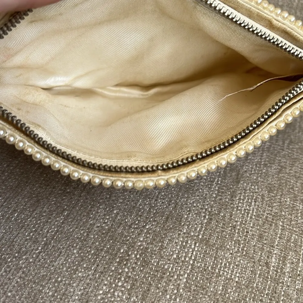 Vintage Miranda Japan Pearl Beaded and Sequin Pouch White - Image 6