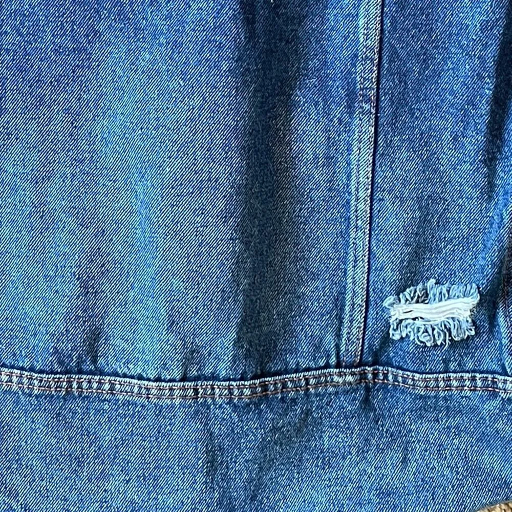 Celebrity Pink Distressed Boyfriend Jean Jacket Size XS Oversized - Image 8