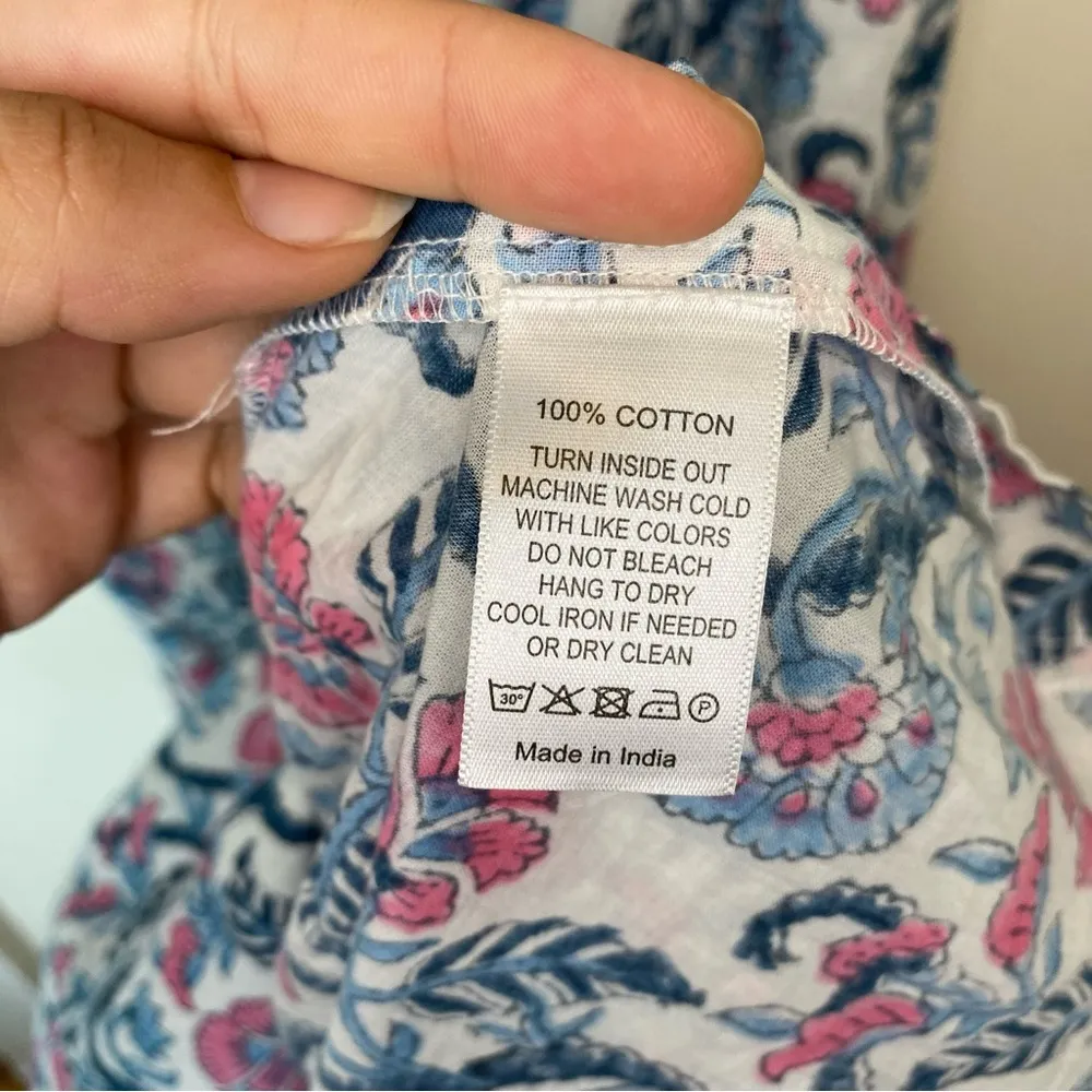 ANNA CATE Giselle Floral Block Print Ruffle Smocked Maxi Dress Blue/Pink Small Blue - Image 13