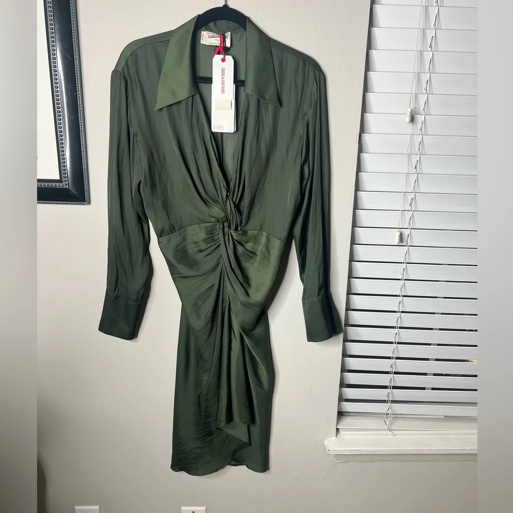 Zadig & Voltaire Rozo satin dress NWT $478
Small color Kaki - Image 6