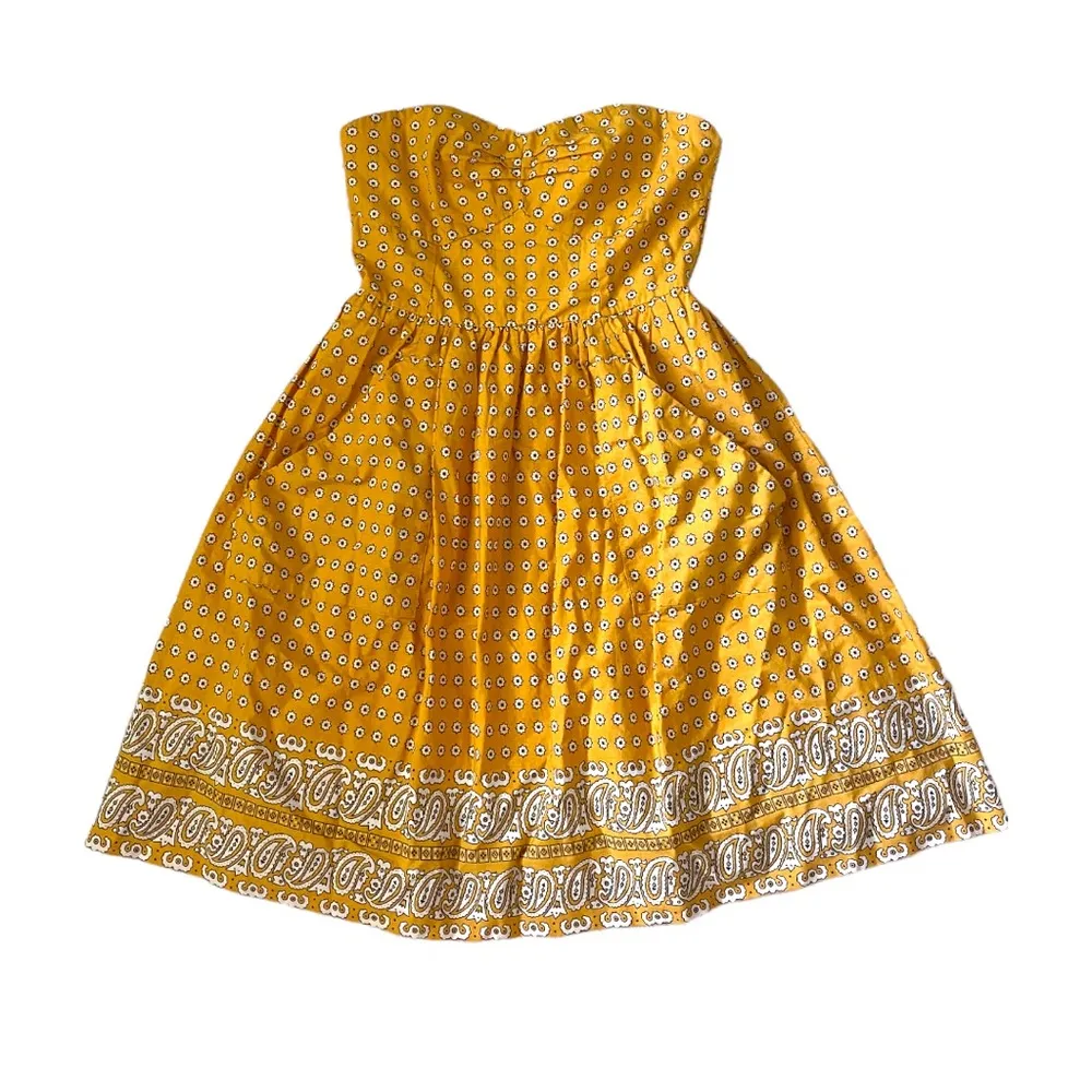 Girls From Savoy Anthropologie Yellow Bandana Print Strapless Dress - Image 2