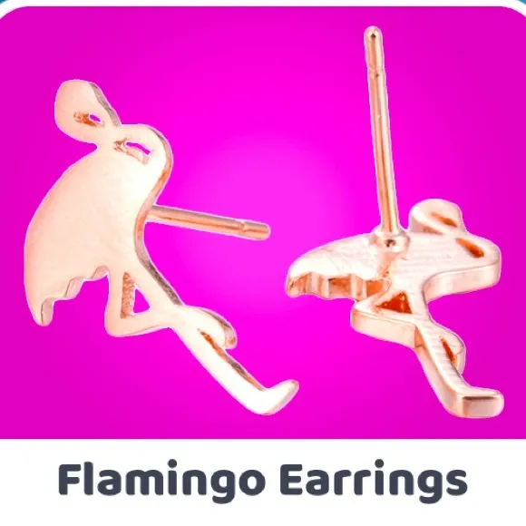 Rose Gold Flamingo Stud Earrings - Image 2