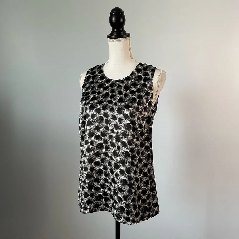 HUGO BOSS | 100% Silk Black and White Tank Top Blouse Sz 6 - Image 3