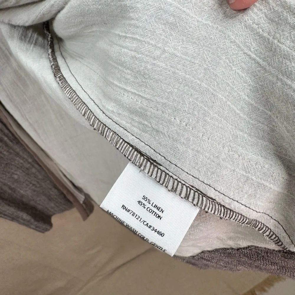 Eileen Fisher Kimono Cardigan Jacket 1X Brown Long Sleeve Linen Tie Front - Image 8