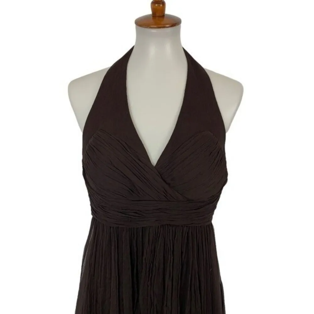 Demi Lune 10 Brown‎ 100 Percent Silk Dress Sleeveless NWT Formal Luxe Resort Brown - Image 2
