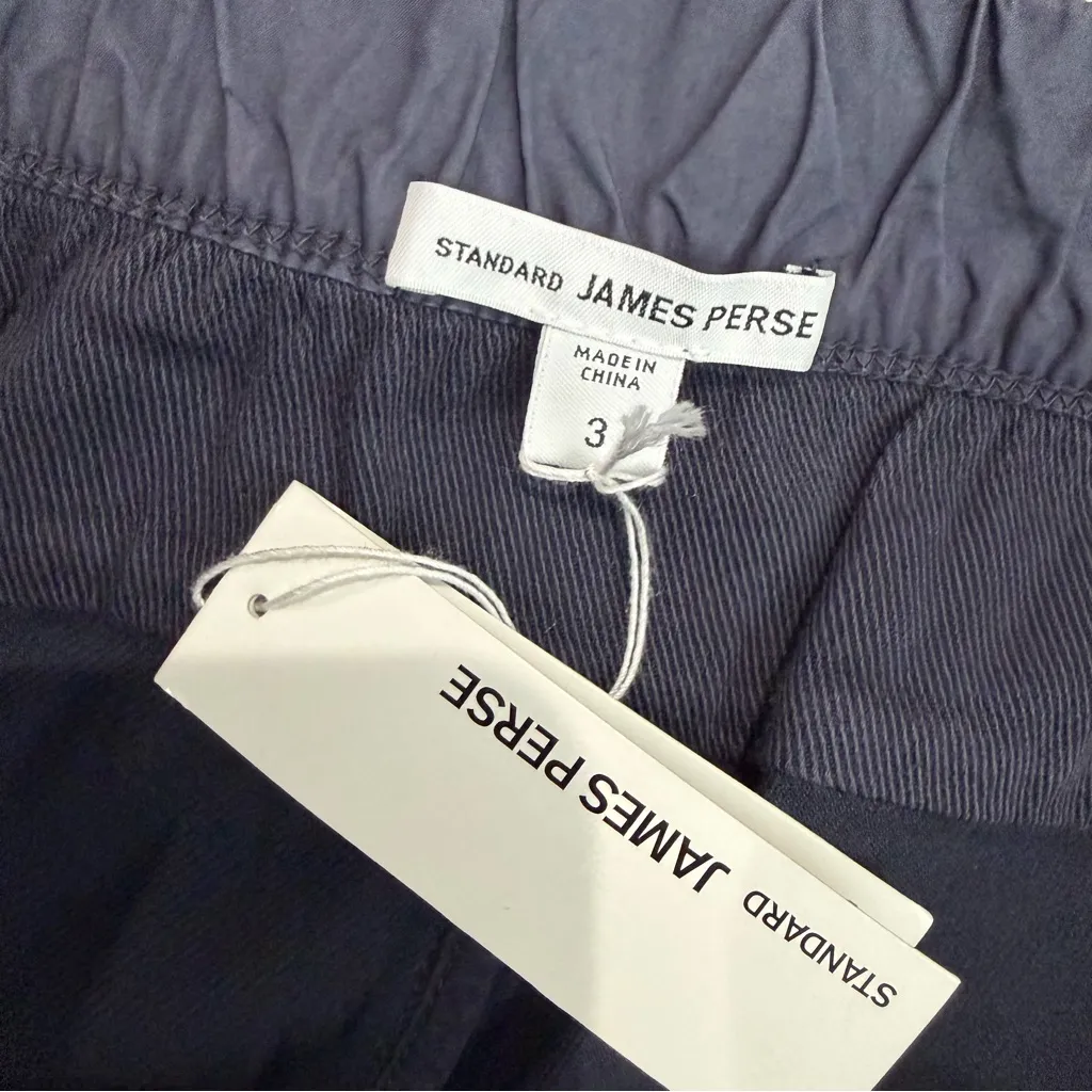 NWT James Perse Easy Biker Pant Mine Blue Large (3) Casual Zip Moto Resortwear - Image 4