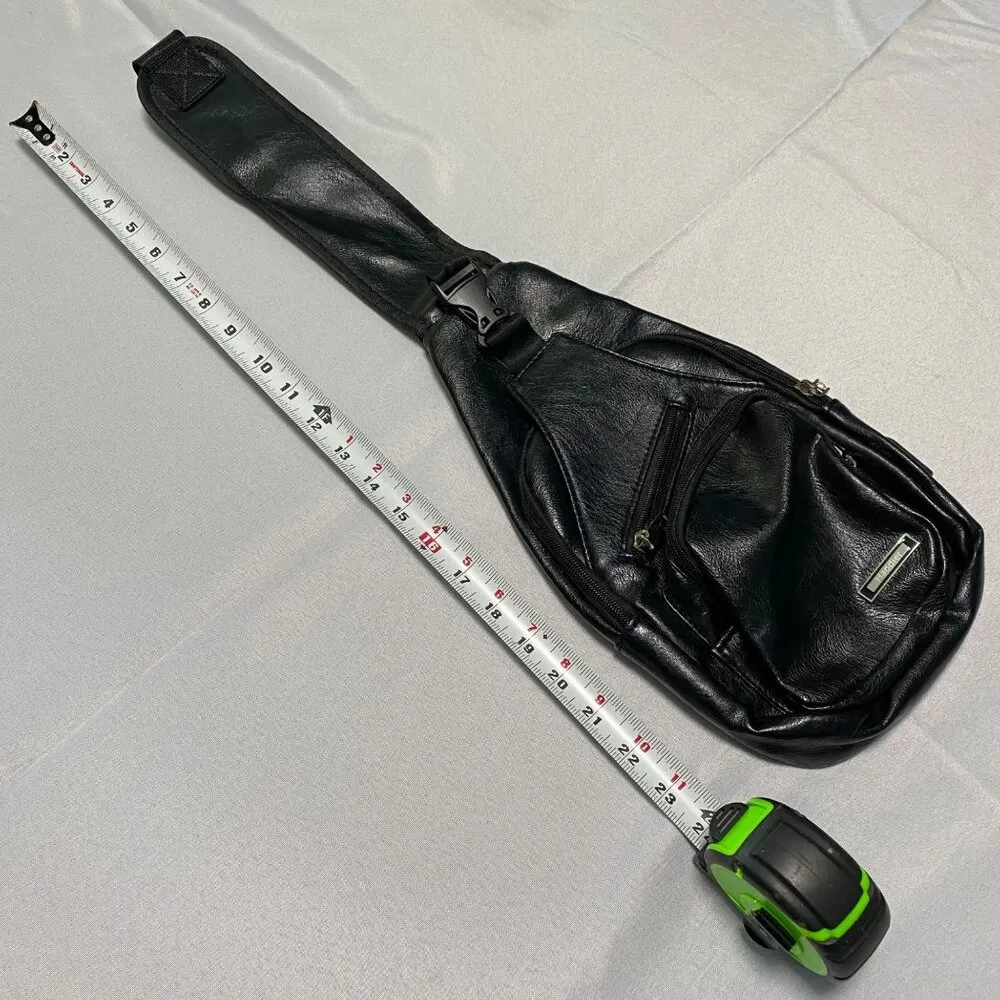 USB Charging Sling Backpack Purse Adjustable Strap Multiple Zipper Pockets Black - Image 6