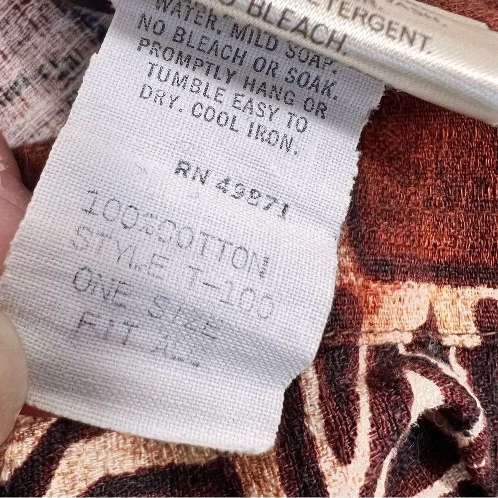 Vintage 1960’s Tiki Tapa Designs Barkcloth Hawaiian Maxi Wrap Skirt Brown Size undefined - Image 7