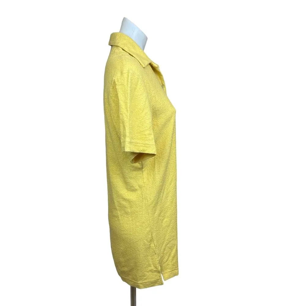 & Other Stories Yellow Button Up Collared Short Sleeve Terry Mini Shirt Dress XS - Image 3