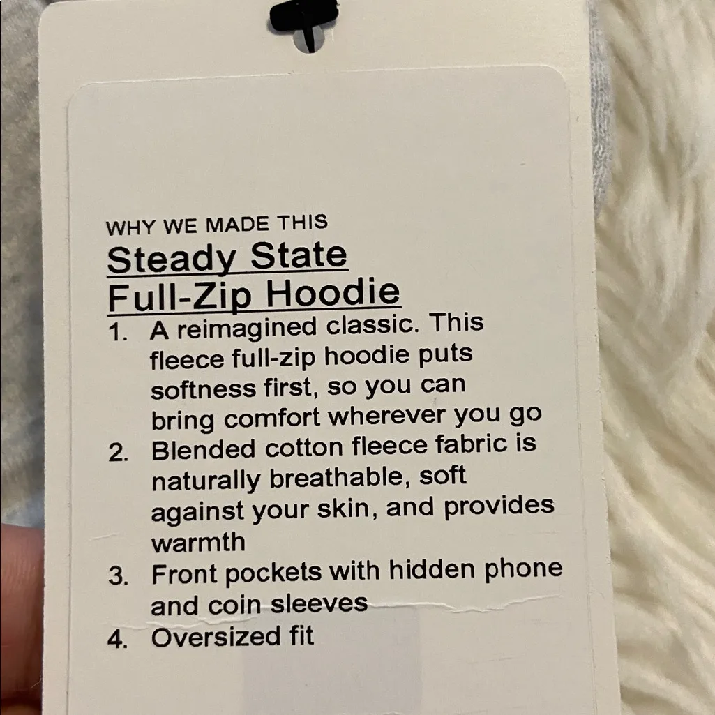 Lululemon Athletica Gray Hoodie Steady State Full Zip Hoodie  brand new - Image 11