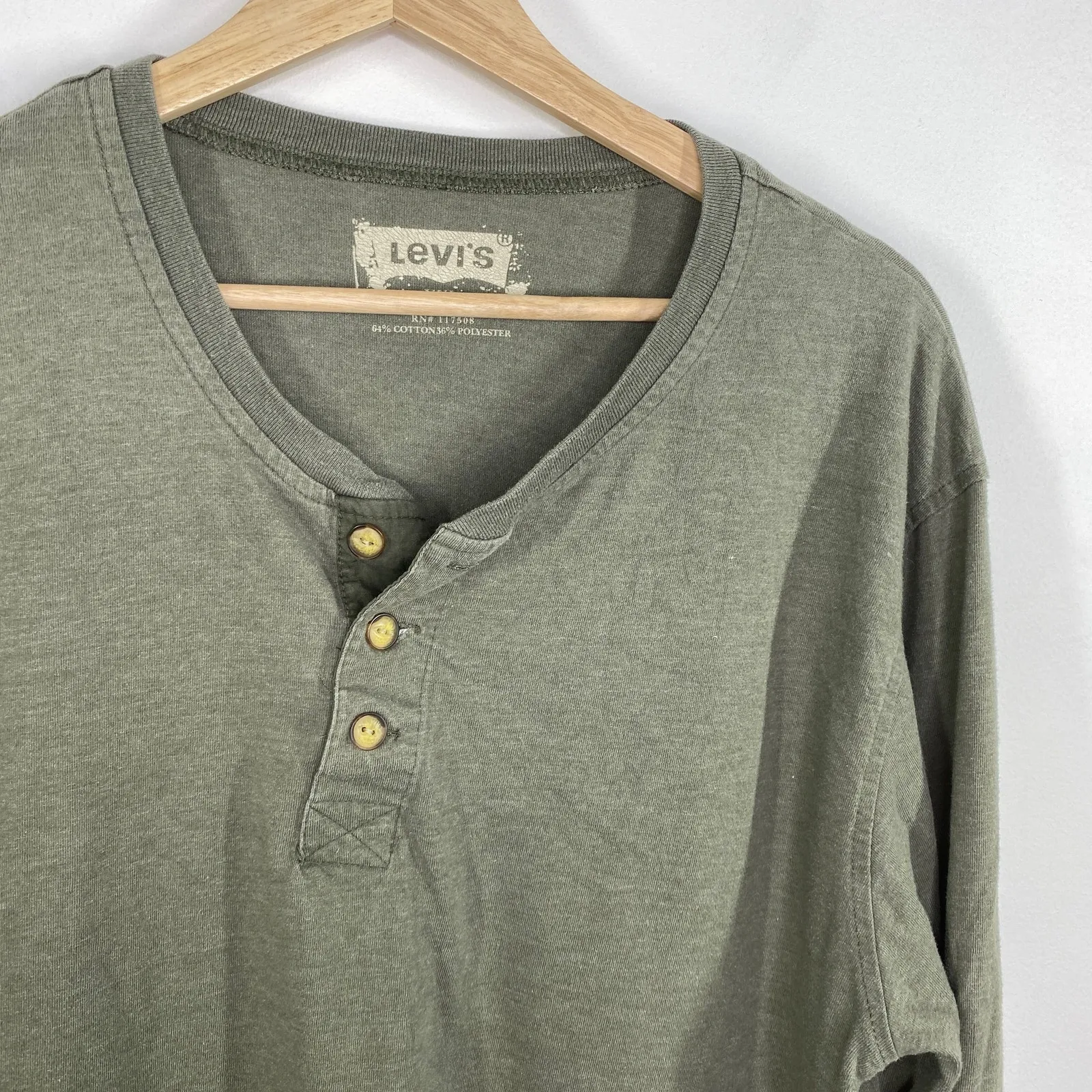 Levi's Green Partial Button Long Sleeve Shirt Women's Size XX-Large XXL - Image 4