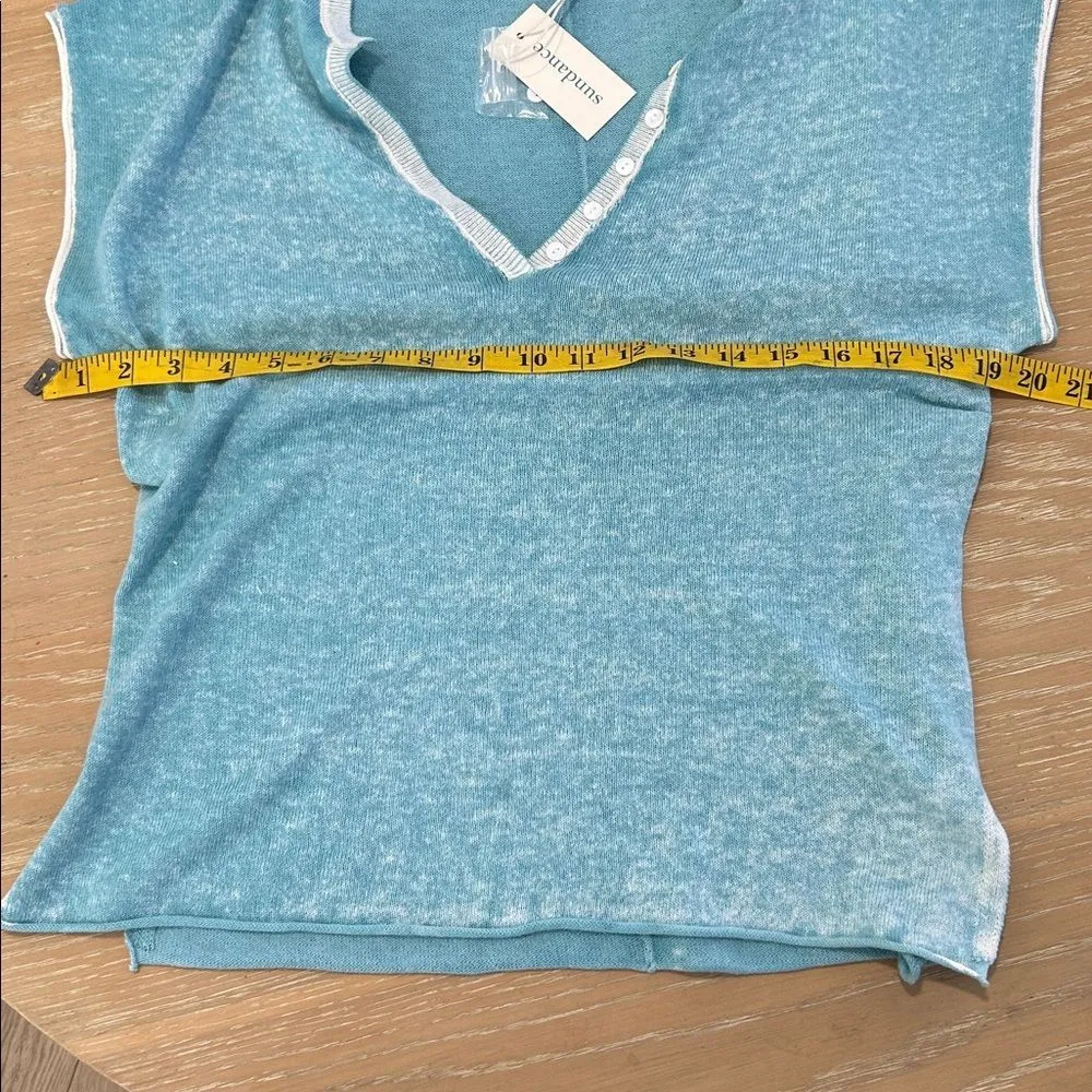 Sundance Laurette Sweater Tee - M, Aqua,   NWT - Image 9