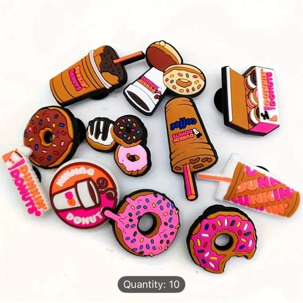 Croc Shoe Dunkin Donuts Jibbitz Charms Lot of 10 New! Good Snacks Treats Pink - Image 2