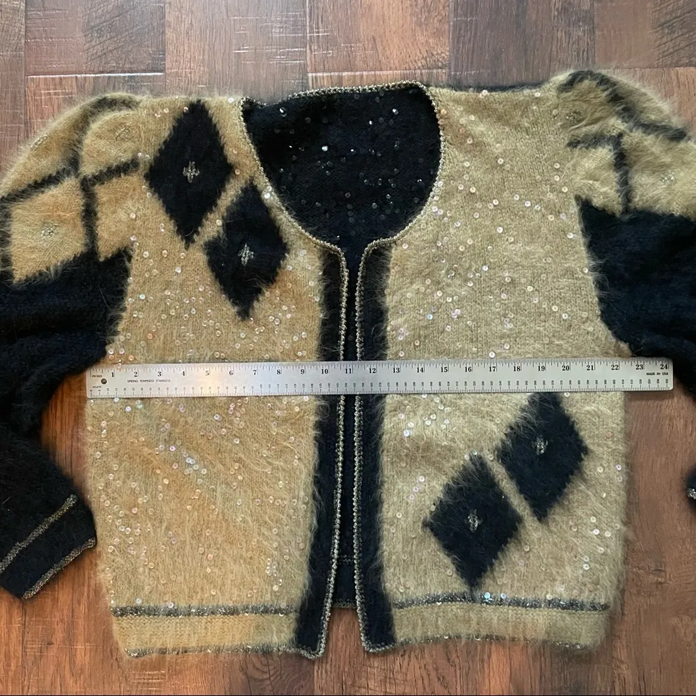 Handknit cardigan, angora blend with sequins Size undefined - Image 9