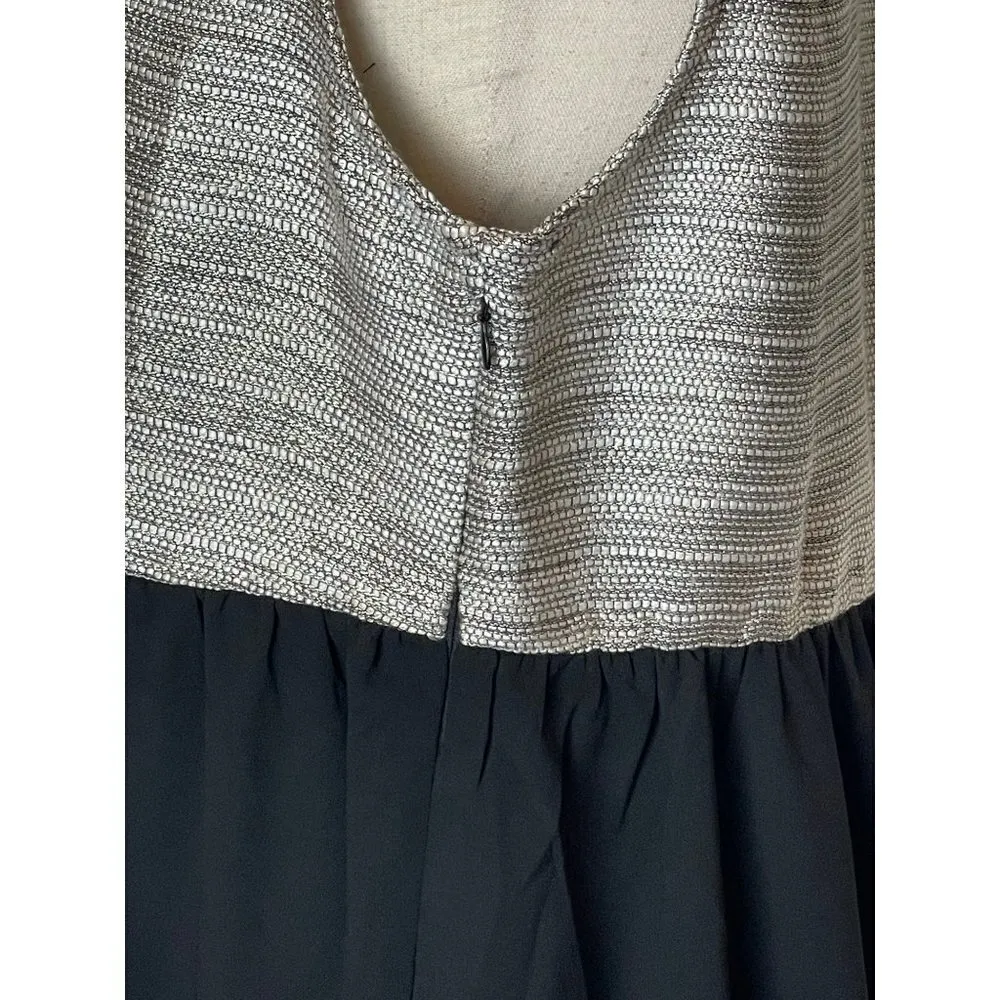 Umgee Silver Metallic‎ And Black Skirt V Neck Sleeveless Mini Dress Size L - Image 6